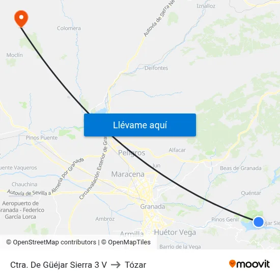 Ctra. De Güéjar Sierra 3 V to Tózar map
