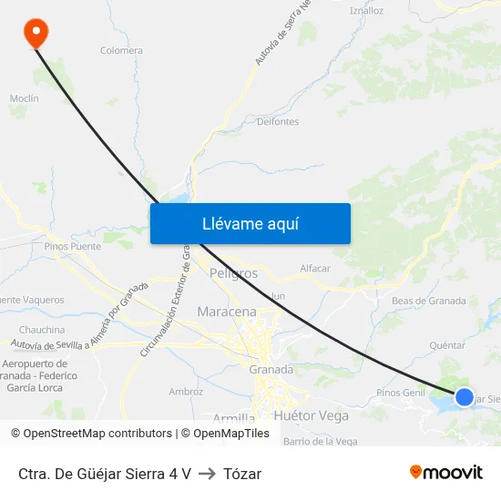 Ctra. De Güéjar Sierra 4 V to Tózar map