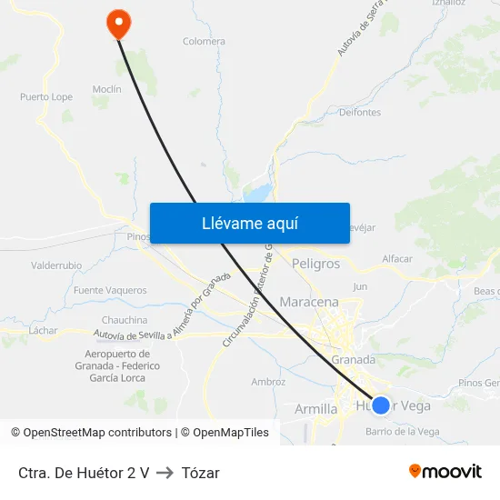 Ctra. De Huétor 2 V to Tózar map