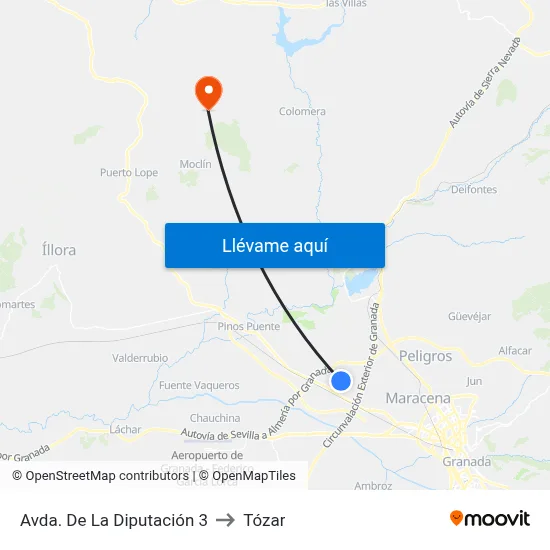 Avda. De La Diputación 3 to Tózar map