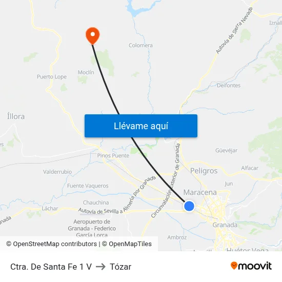 Ctra. De Santa Fe 1 V to Tózar map
