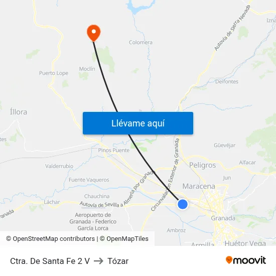 Ctra. De Santa Fe 2 V to Tózar map