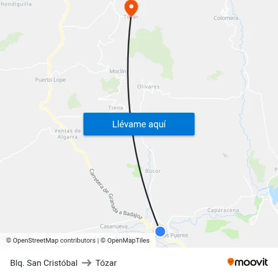 Blq. San Cristóbal to Tózar map