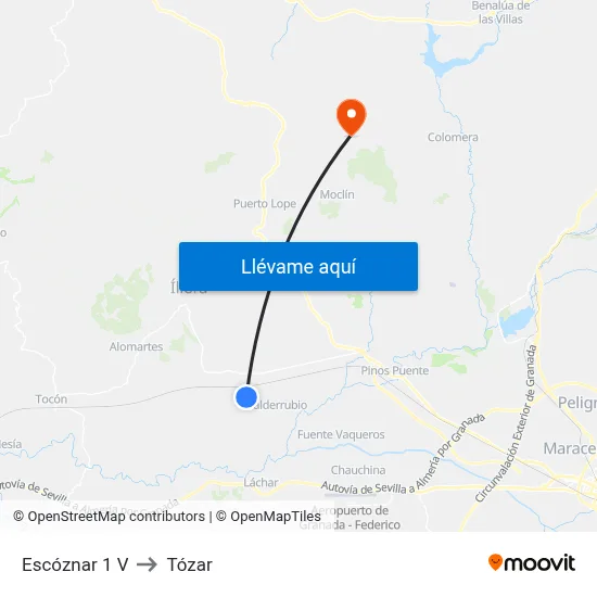 Escóznar 1 V to Tózar map