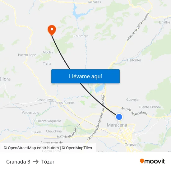 Granada 3 to Tózar map