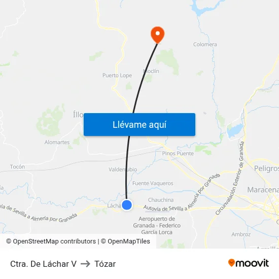 Ctra. De Láchar V to Tózar map