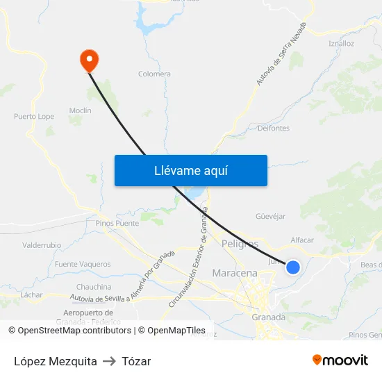 López Mezquita to Tózar map