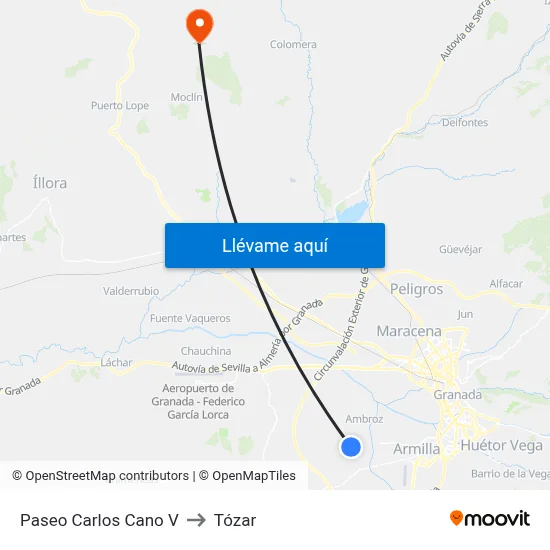 Paseo Carlos Cano V to Tózar map