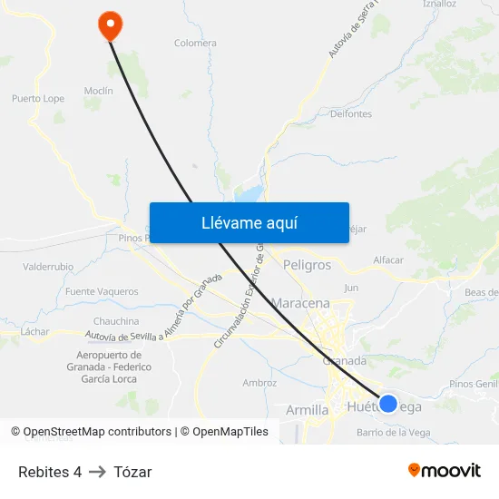 Rebites 4 to Tózar map
