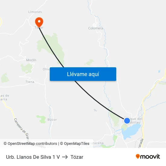 Urb. Llanos De Silva 1 V to Tózar map
