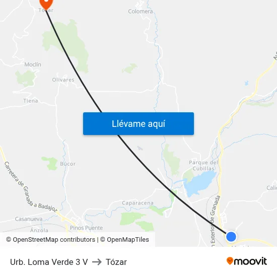 Urb. Loma Verde 3 V to Tózar map