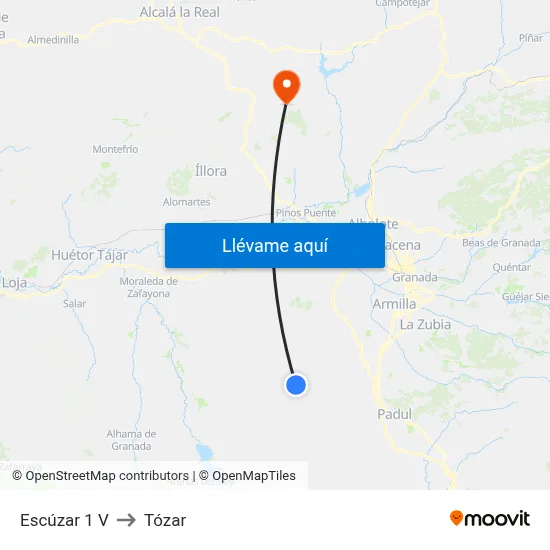 Escúzar 1 V to Tózar map