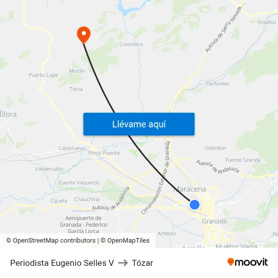 Periodista Eugenio Selles V to Tózar map