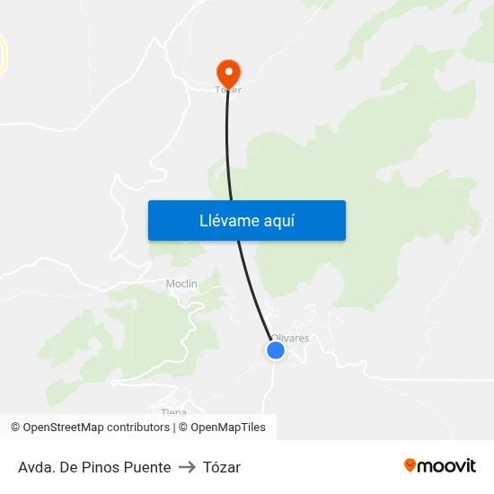 Avda. De Pinos Puente to Tózar map