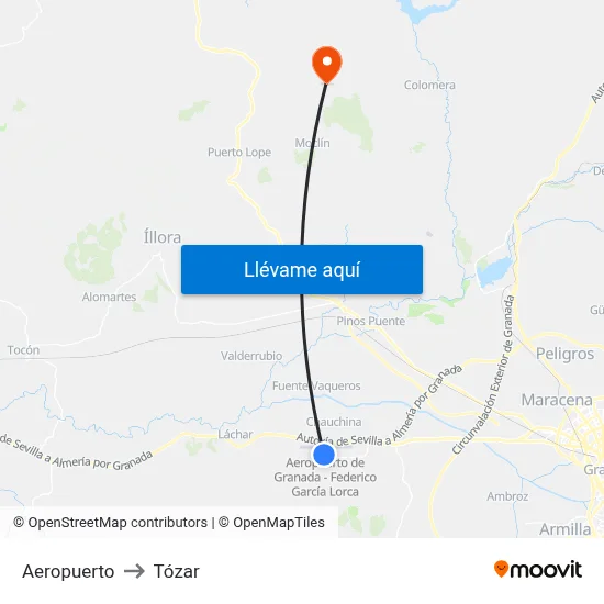 Aeropuerto to Tózar map