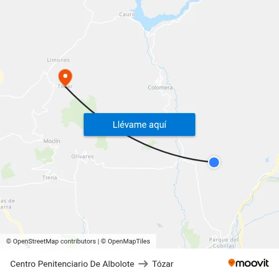 Centro Penitenciario De Albolote to Tózar map