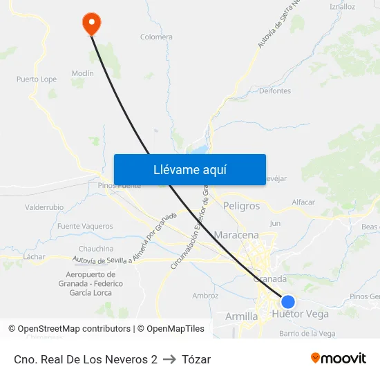 Cno. Real De Los Neveros 2 to Tózar map