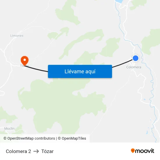 Colomera 2 to Tózar map