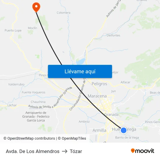 Avda. De Los Almendros to Tózar map