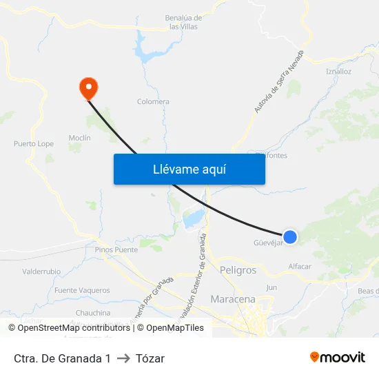 Ctra. De Granada 1 to Tózar map