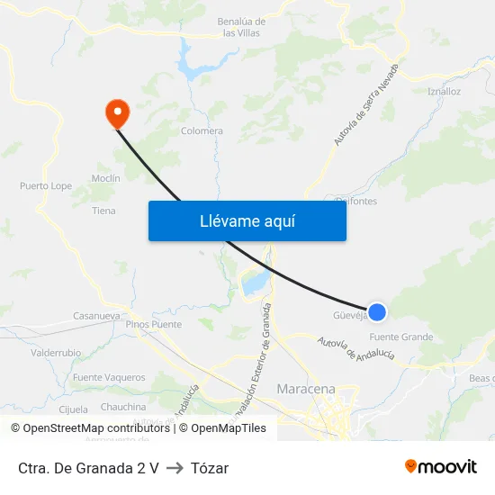 Ctra. De Granada 2 V to Tózar map