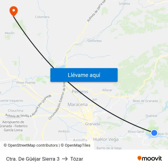 Ctra. De Güéjar Sierra 3 to Tózar map