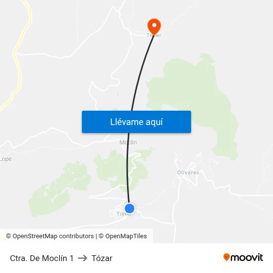 Ctra. De Moclín 1 to Tózar map