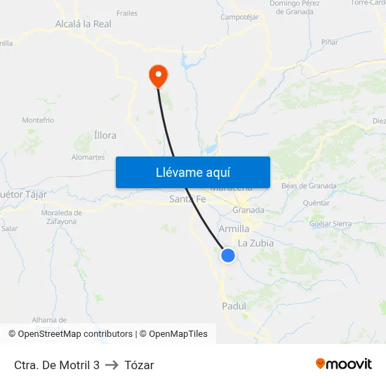 Ctra. De Motril 3 to Tózar map