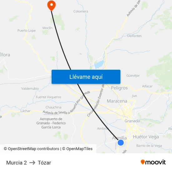 Murcia 2 to Tózar map