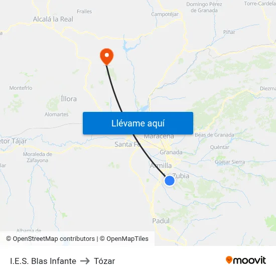 I.E.S. Blas Infante to Tózar map