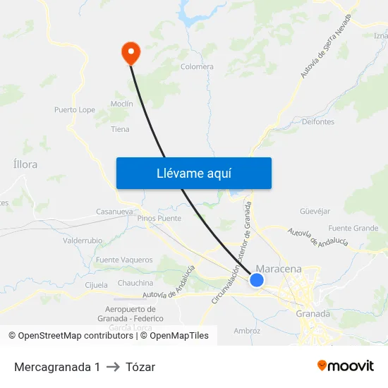 Mercagranada 1 to Tózar map