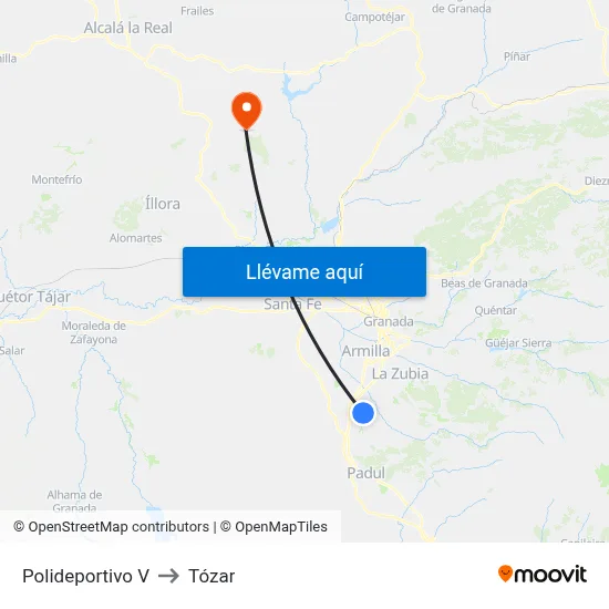 Polideportivo V to Tózar map