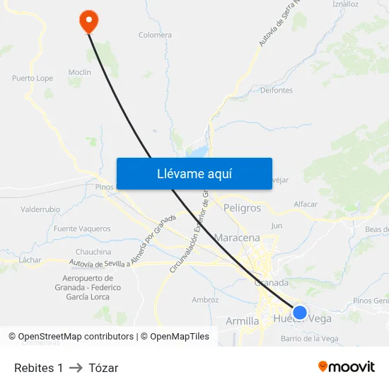 Rebites 1 to Tózar map