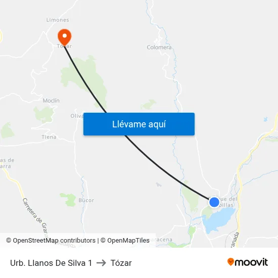 Urb. Llanos De Silva 1 to Tózar map