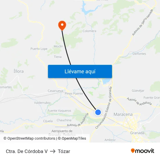 Ctra. De Córdoba V to Tózar map