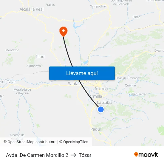 Avda .De Carmen Morcillo 2 to Tózar map