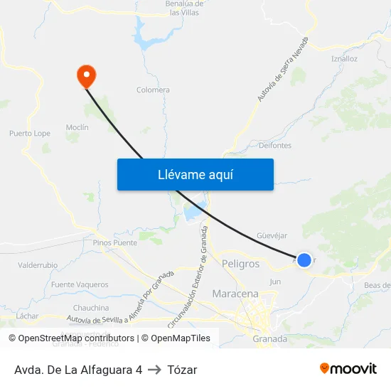 Avda. De La Alfaguara 4 to Tózar map