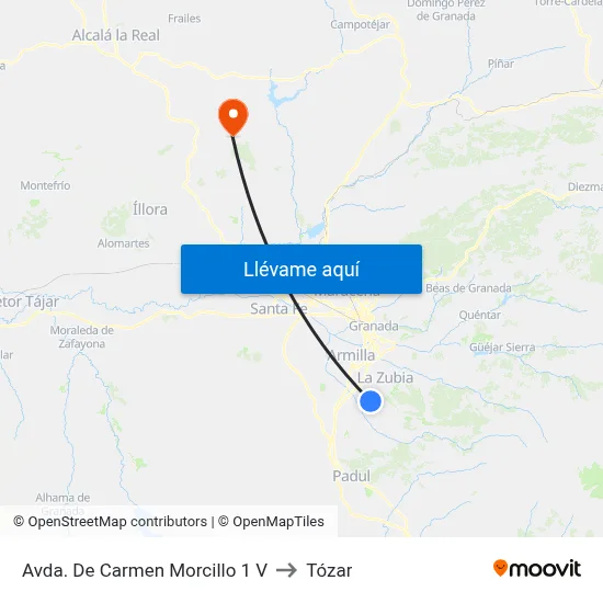 Avda. De Carmen Morcillo 1 V to Tózar map