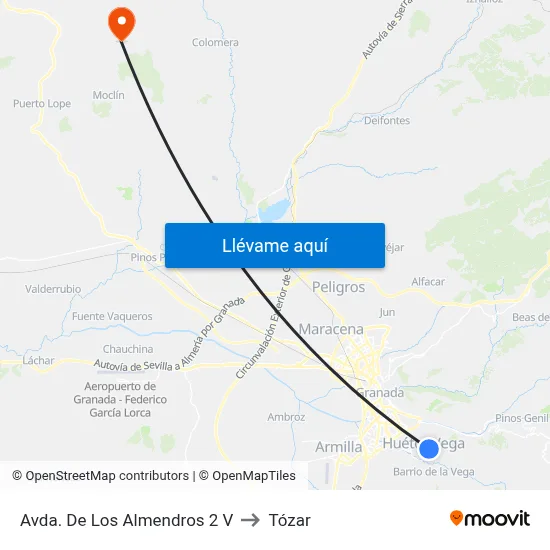 Avda. De Los Almendros 2 V to Tózar map