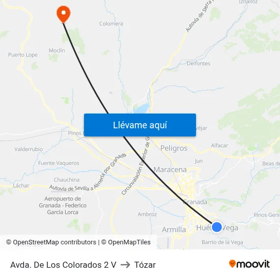 Avda. De Los Colorados 2 V to Tózar map