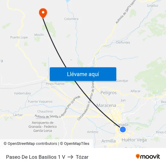 Paseo De Los Basilios 1 V to Tózar map
