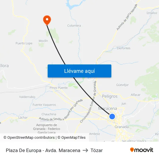 Plaza De Europa - Avda. Maracena to Tózar map