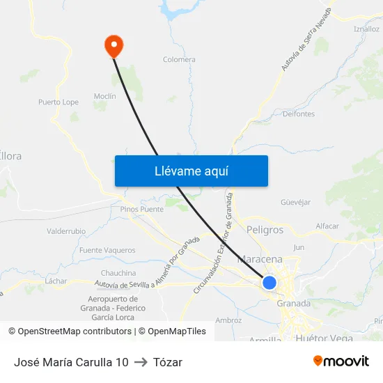 José María Carulla 10 to Tózar map