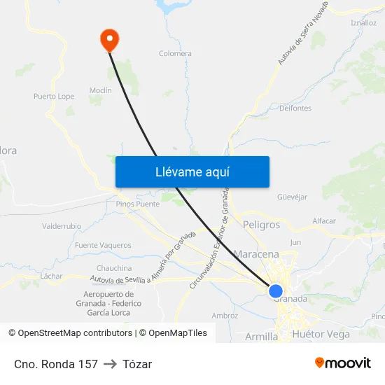 Cno. Ronda 157 to Tózar map
