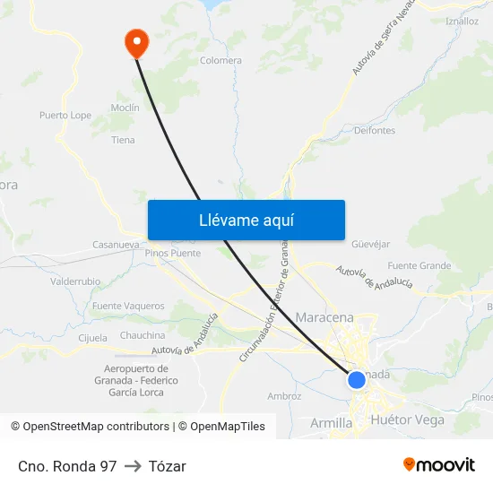 Cno. Ronda 97 to Tózar map