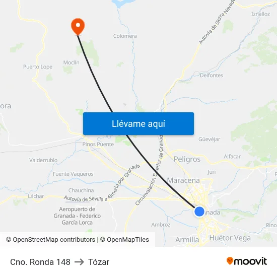 Cno. Ronda 148 to Tózar map
