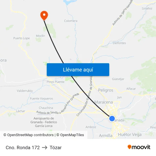 Cno. Ronda 172 to Tózar map