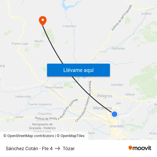 Sánchez Cotán - Fte 4 to Tózar map