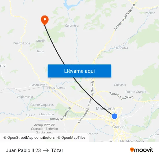Juan Pablo II  23 to Tózar map