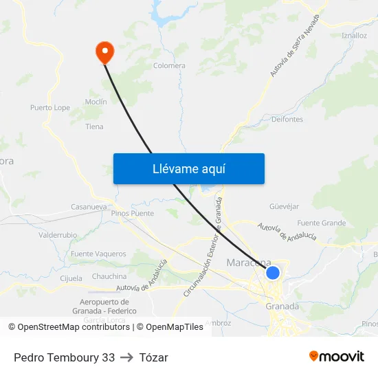Pedro Temboury 33 to Tózar map